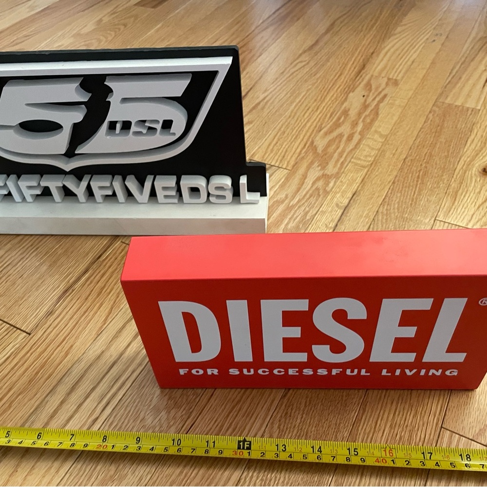 Diesel Red and Black Display Signs
